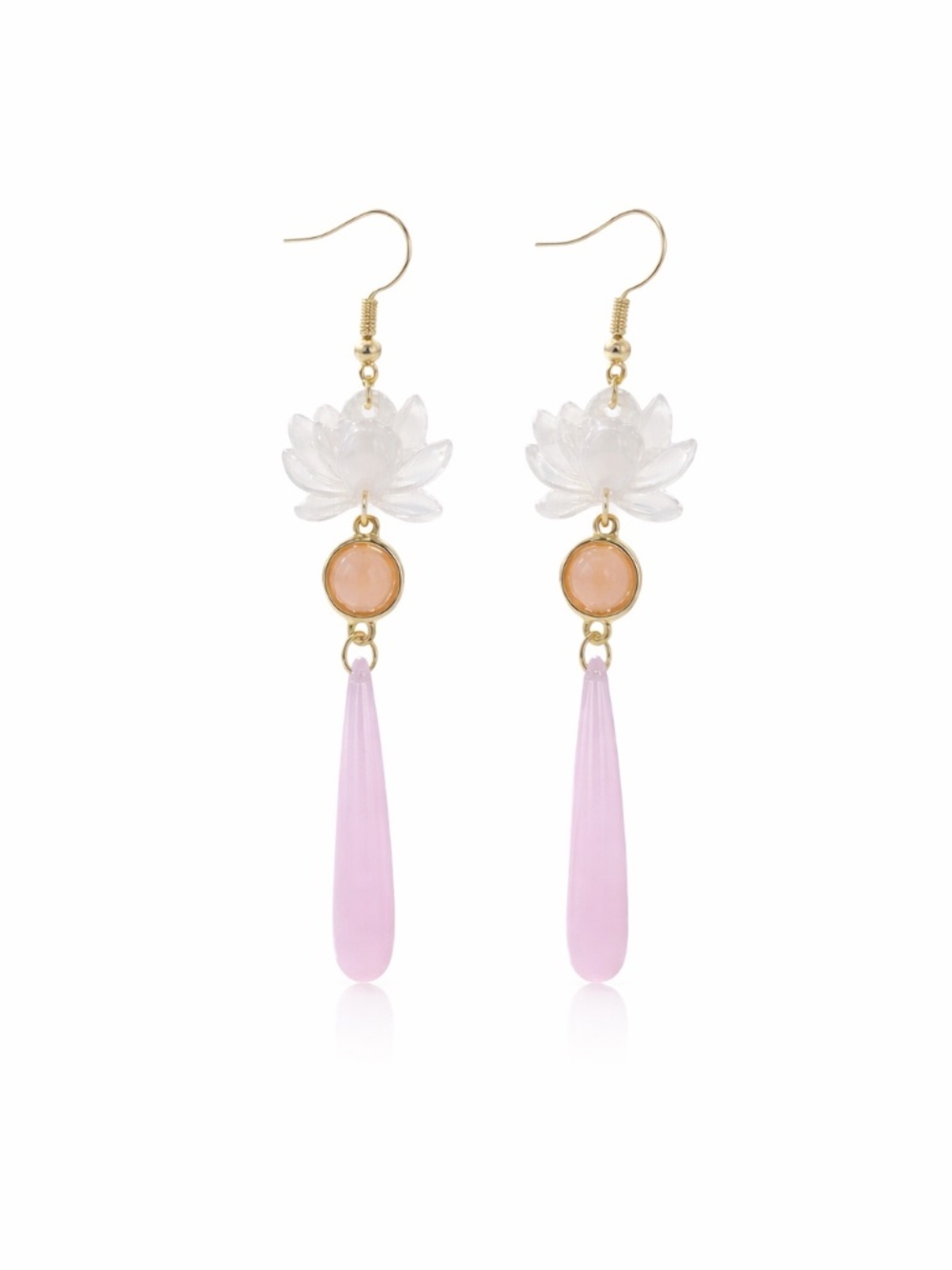 Pink and White Lotus Statement Earrings